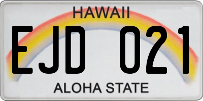 HI license plate EJD021