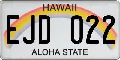 HI license plate EJD022