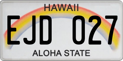 HI license plate EJD027