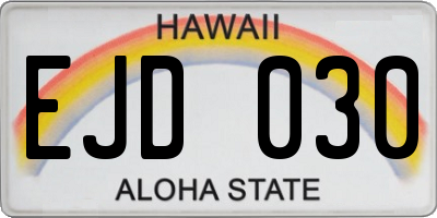 HI license plate EJD030