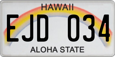 HI license plate EJD034