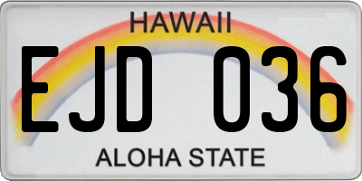 HI license plate EJD036