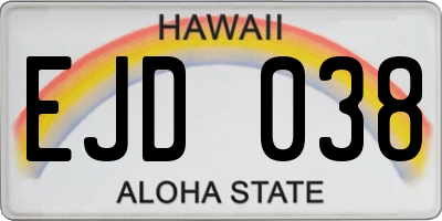 HI license plate EJD038