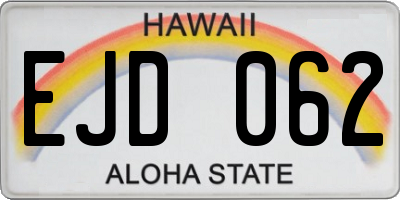 HI license plate EJD062