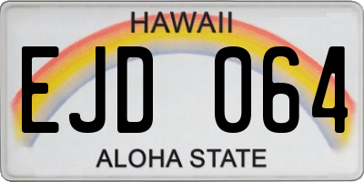 HI license plate EJD064