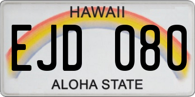 HI license plate EJD080