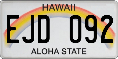 HI license plate EJD092