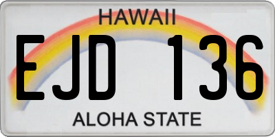 HI license plate EJD136