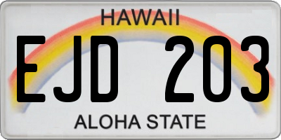 HI license plate EJD203