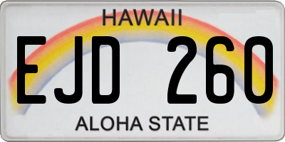 HI license plate EJD260