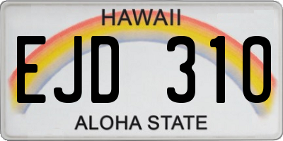 HI license plate EJD310