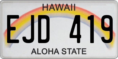 HI license plate EJD419