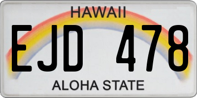 HI license plate EJD478
