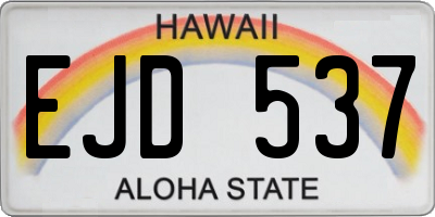HI license plate EJD537