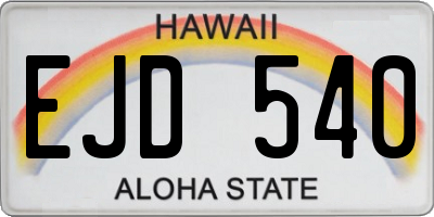 HI license plate EJD540