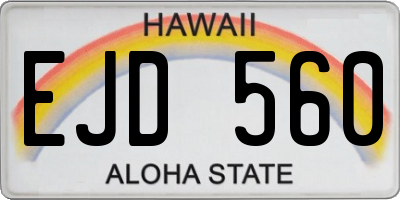 HI license plate EJD560