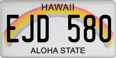 HI license plate EJD580