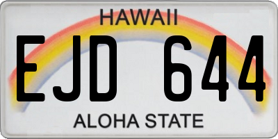 HI license plate EJD644