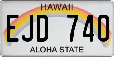 HI license plate EJD740