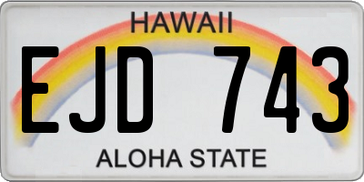HI license plate EJD743