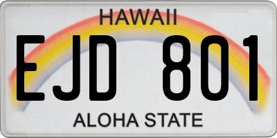 HI license plate EJD801