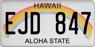 HI license plate EJD847