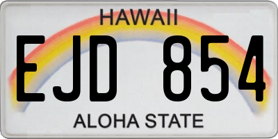 HI license plate EJD854