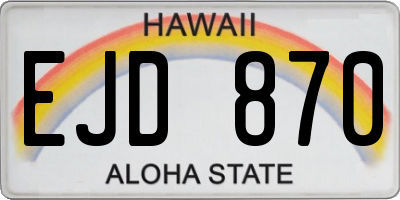 HI license plate EJD870