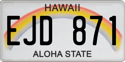 HI license plate EJD871