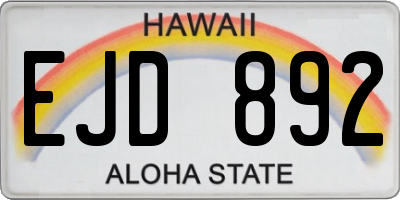 HI license plate EJD892