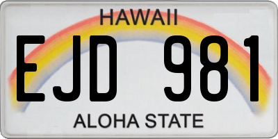 HI license plate EJD981