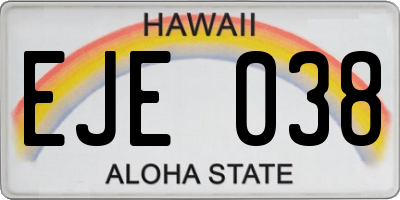 HI license plate EJE038