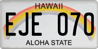 HI license plate EJE070