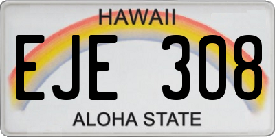 HI license plate EJE308
