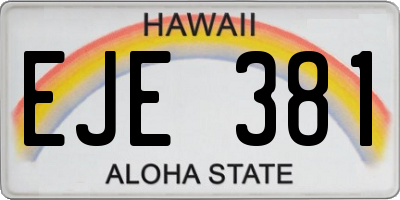 HI license plate EJE381