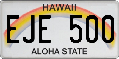 HI license plate EJE500