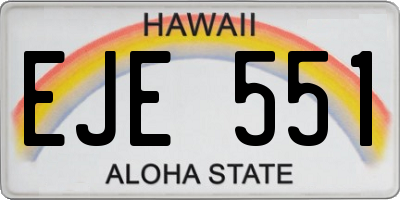 HI license plate EJE551