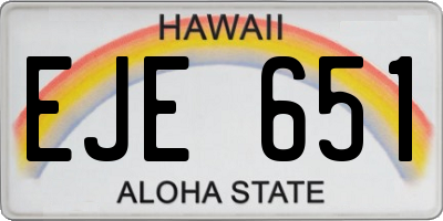 HI license plate EJE651