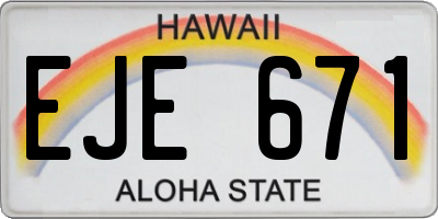 HI license plate EJE671