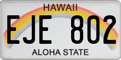 HI license plate EJE802