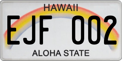 HI license plate EJF002