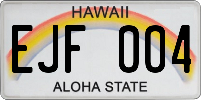 HI license plate EJF004