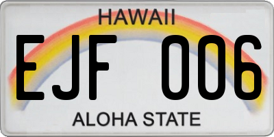 HI license plate EJF006