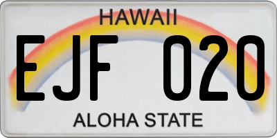 HI license plate EJF020