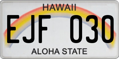 HI license plate EJF030