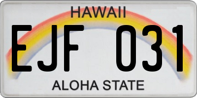 HI license plate EJF031