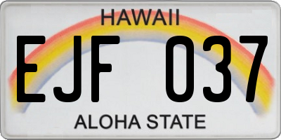 HI license plate EJF037