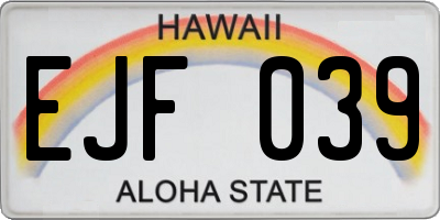 HI license plate EJF039