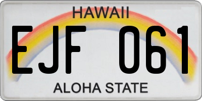 HI license plate EJF061