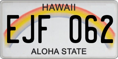 HI license plate EJF062